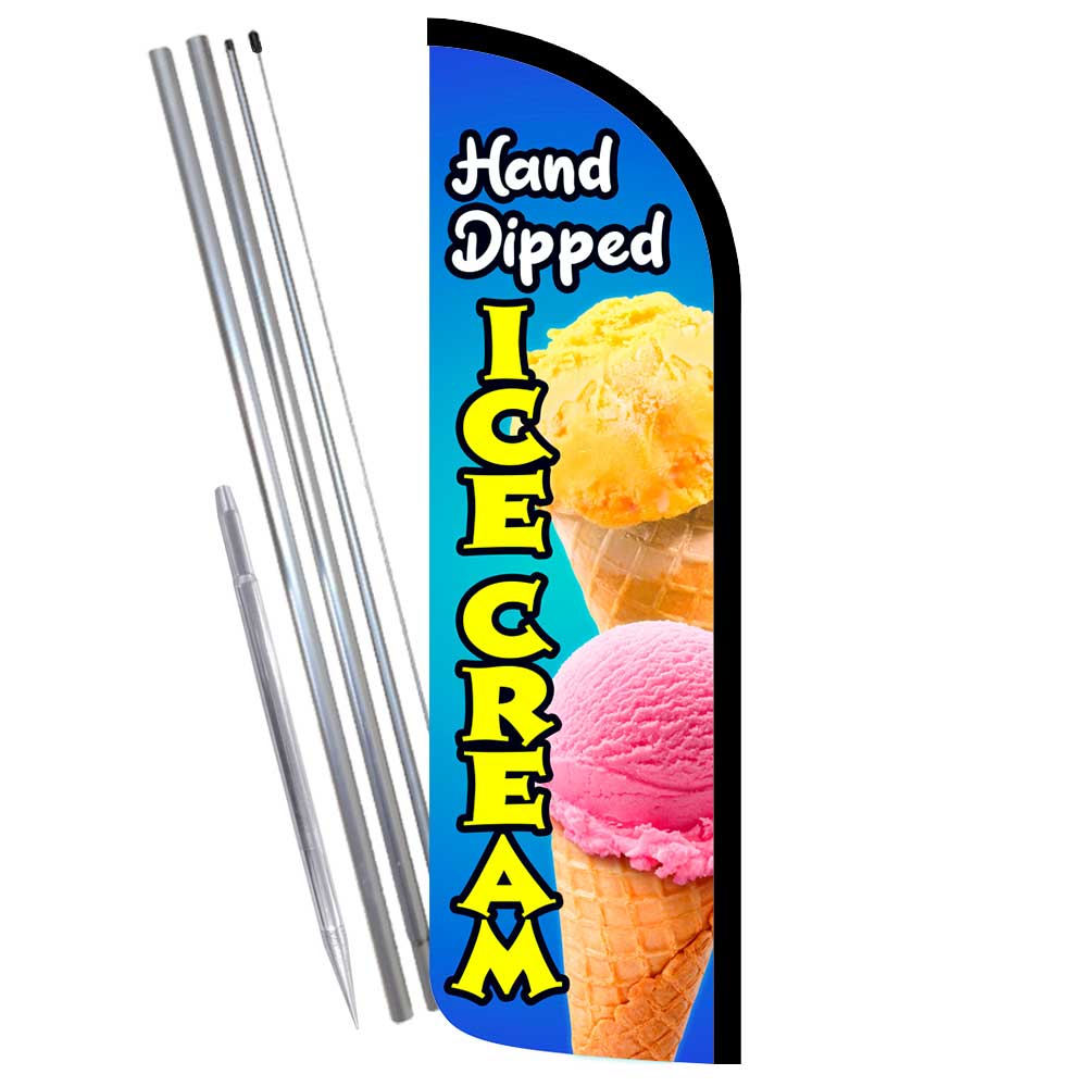 Hand Dipped Ice Cream Premium Windless Feather Flag Bundle Complete Kit Or Opt Ebay