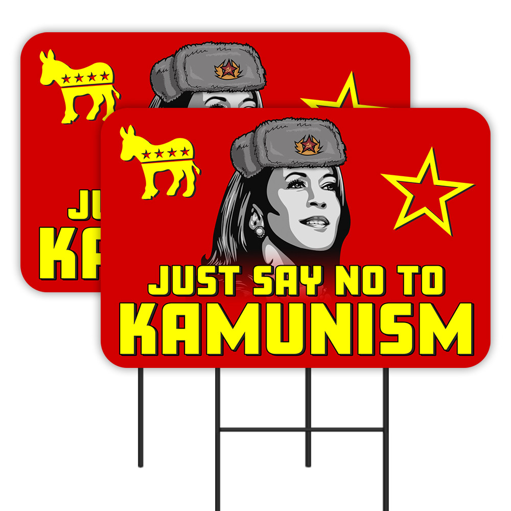 Trump 2024 - Say No To Kamunism - Anti Communist 2 Pack Double-Sided Yard Signs 